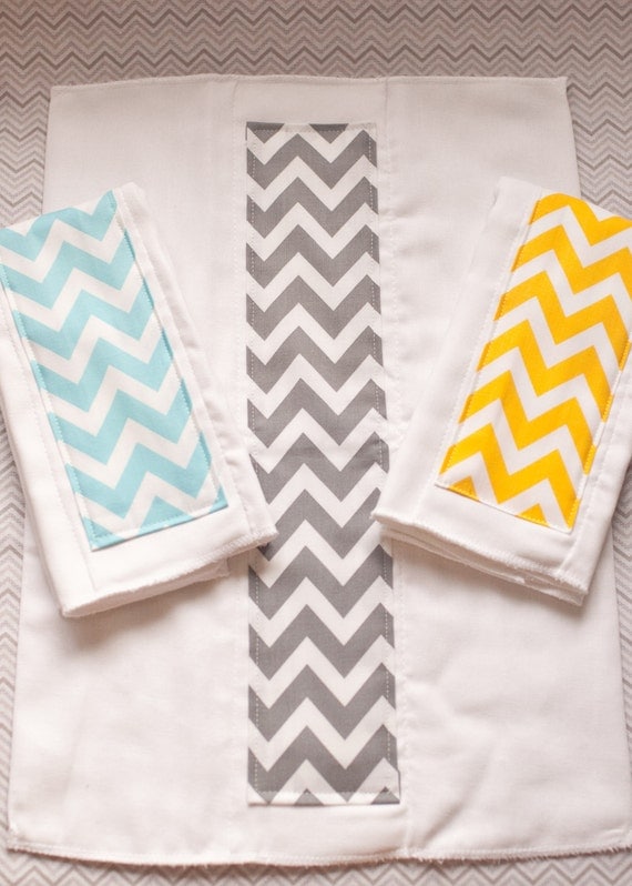 Modern Chevron Burp Cloth Baby Shower Gift Set Gender