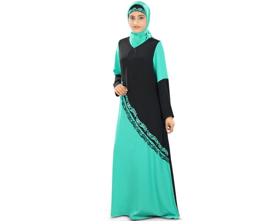 Designer double couleur islamique Sumra robe Hijab Abaya