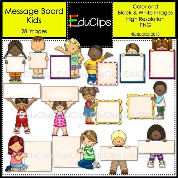 Message Board Kids Clip Art Bundle