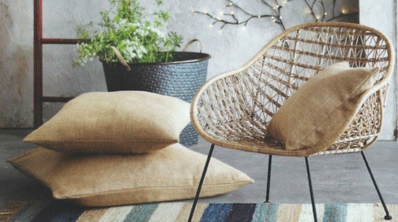 Natural HessianBurlap Floor Cushion Covers with zip for easy filling ...