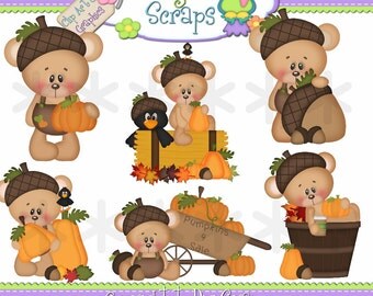 Marshmellow Kids Love Autumn Clip Art Set - Clipart scrapbooking set