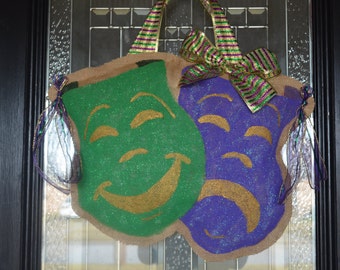 Mardi Gras burlap Door Hanger