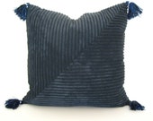 Dark blue wide wale corduroy pillow cover for 20-inch insert