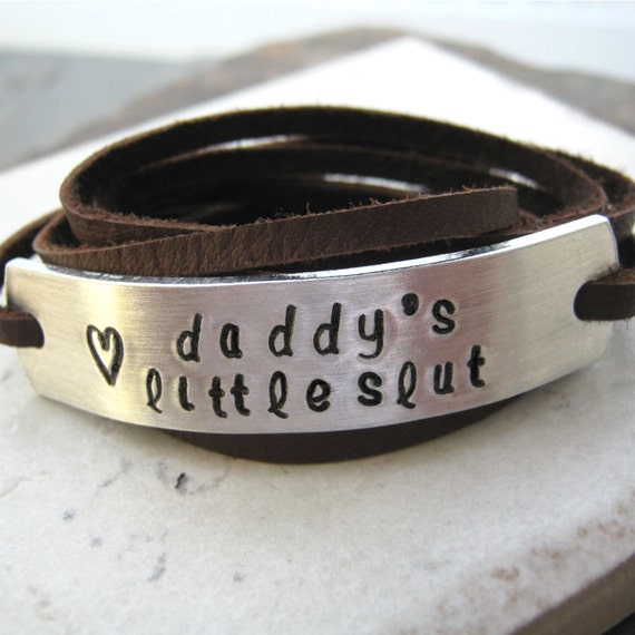 Daddys Little Slut Leather Wrap Bracel