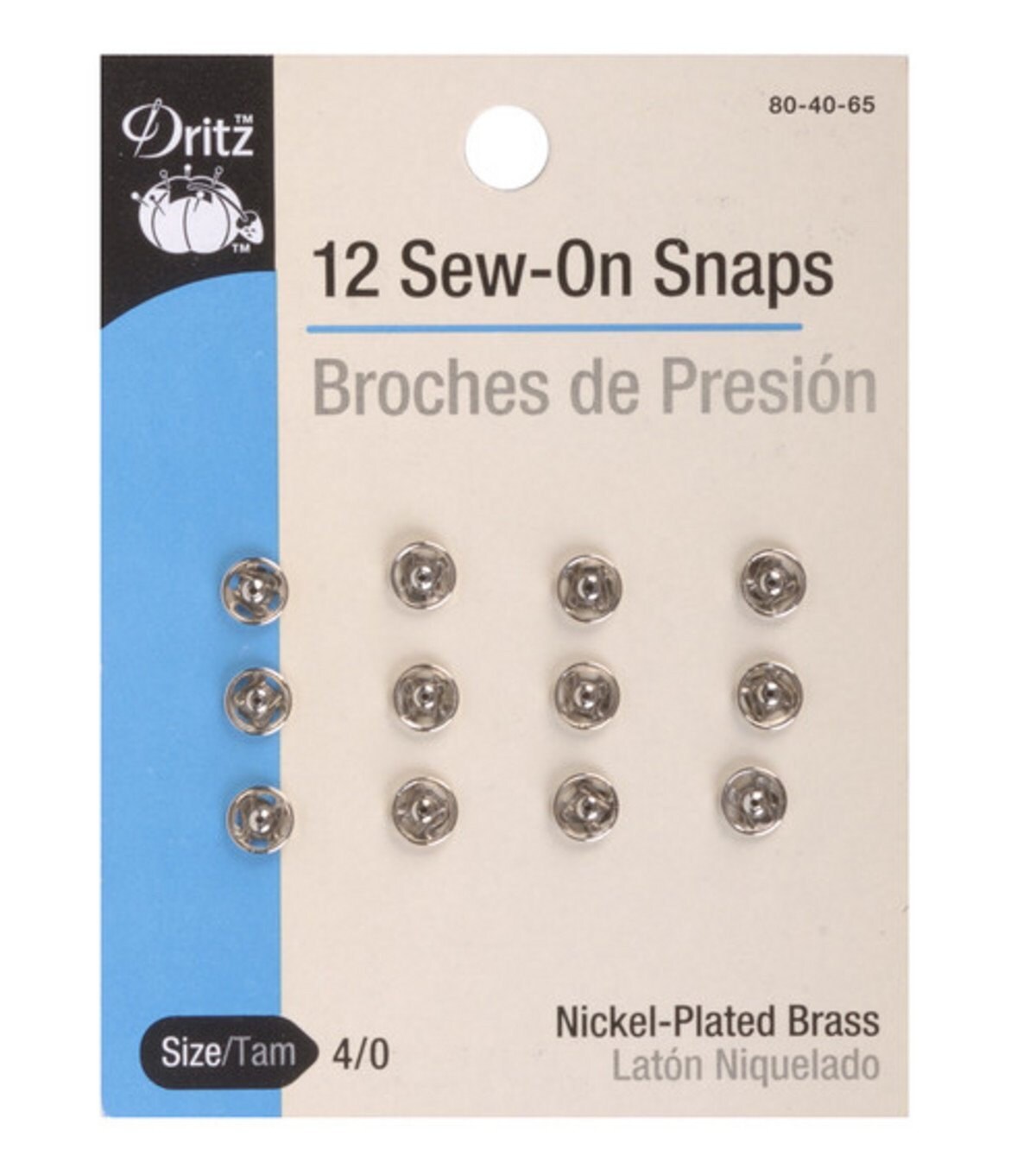 Dritz SewOn Snaps Nickel Size 4/0