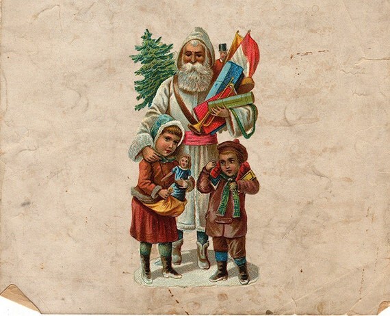 Digital Christmas Color Santa St. Nick - Antique Vintage Santa Claus - Christmas Holiday Printable Download -  Illustration INSTANT DOWNLOAD
