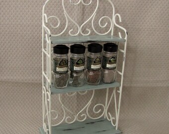 Miniature bakers rack - Spice rack - Wrought iron decor