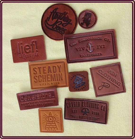 Items similar to 300 Custom Leather labels personalized genuine tags ...