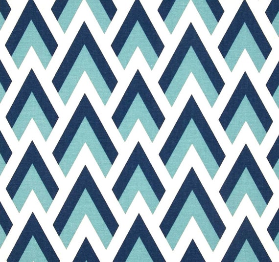 Navy Blues & White Chevron Home Decor Fabric by by CottonCircle