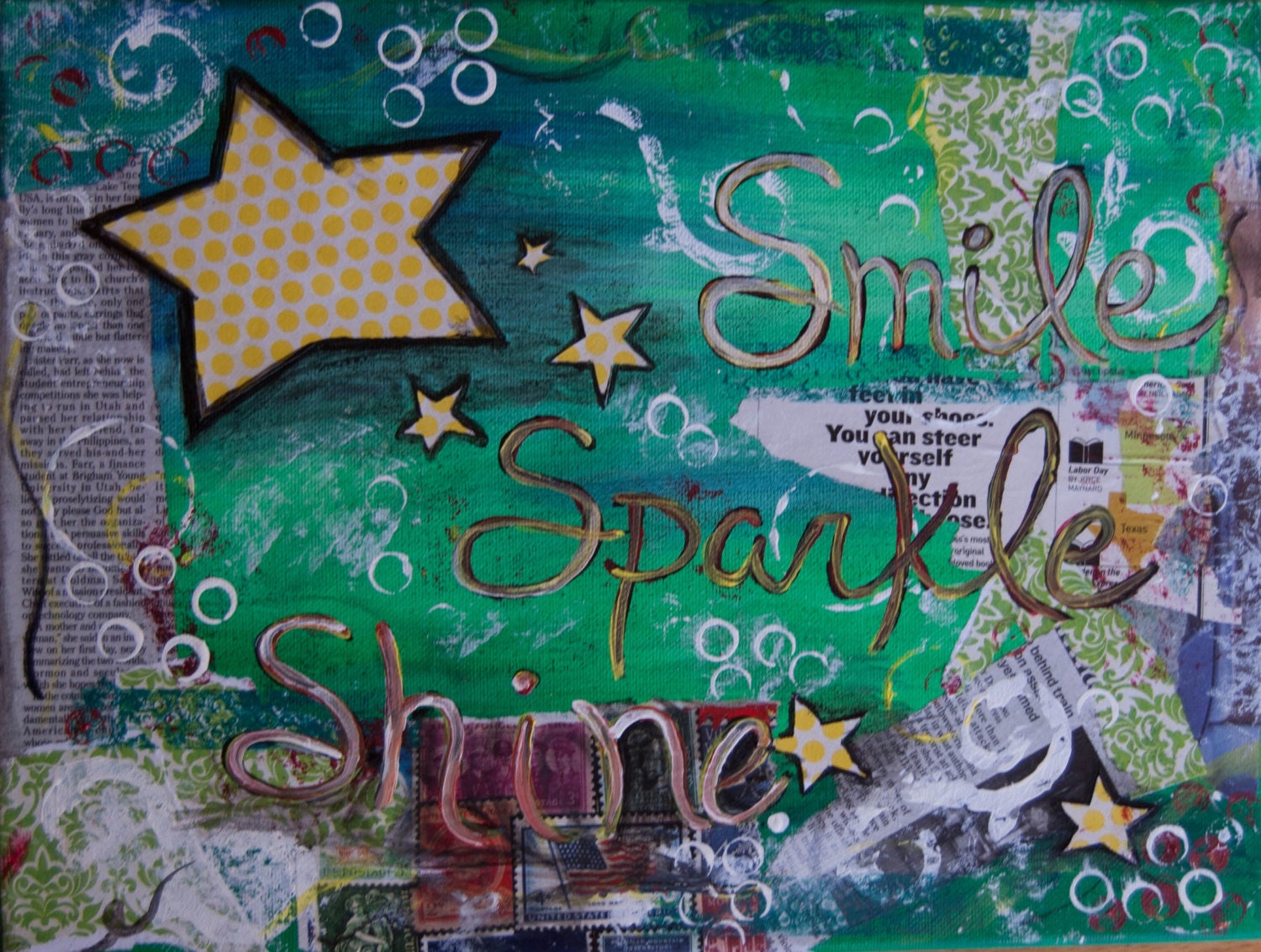 Smile Sparkle Shine 12x16 Canvas by SFCM on Etsy