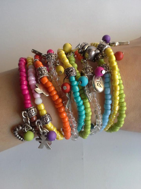 Colourful Summer Bracelets - seedbeed and metal