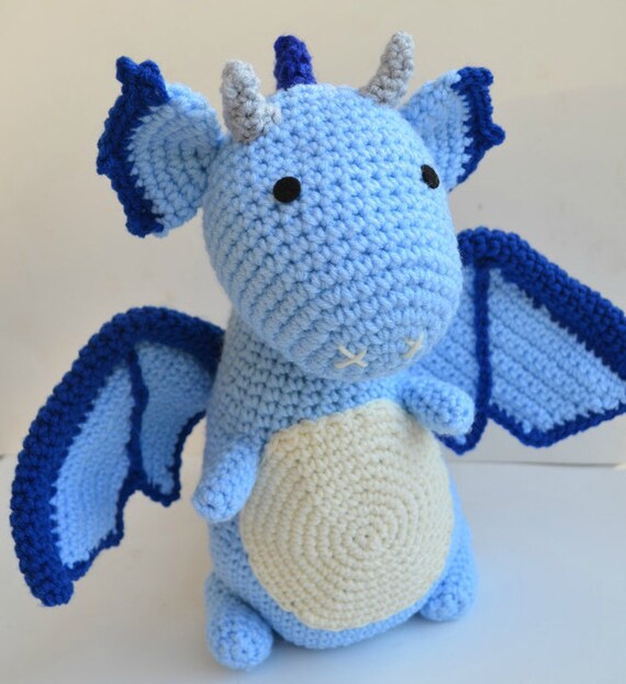 Dragon Amigurumi Plush Blue Crochet