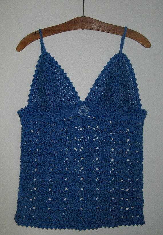 Items similar to Deep Blue Crocheted Camisole Top on Etsy