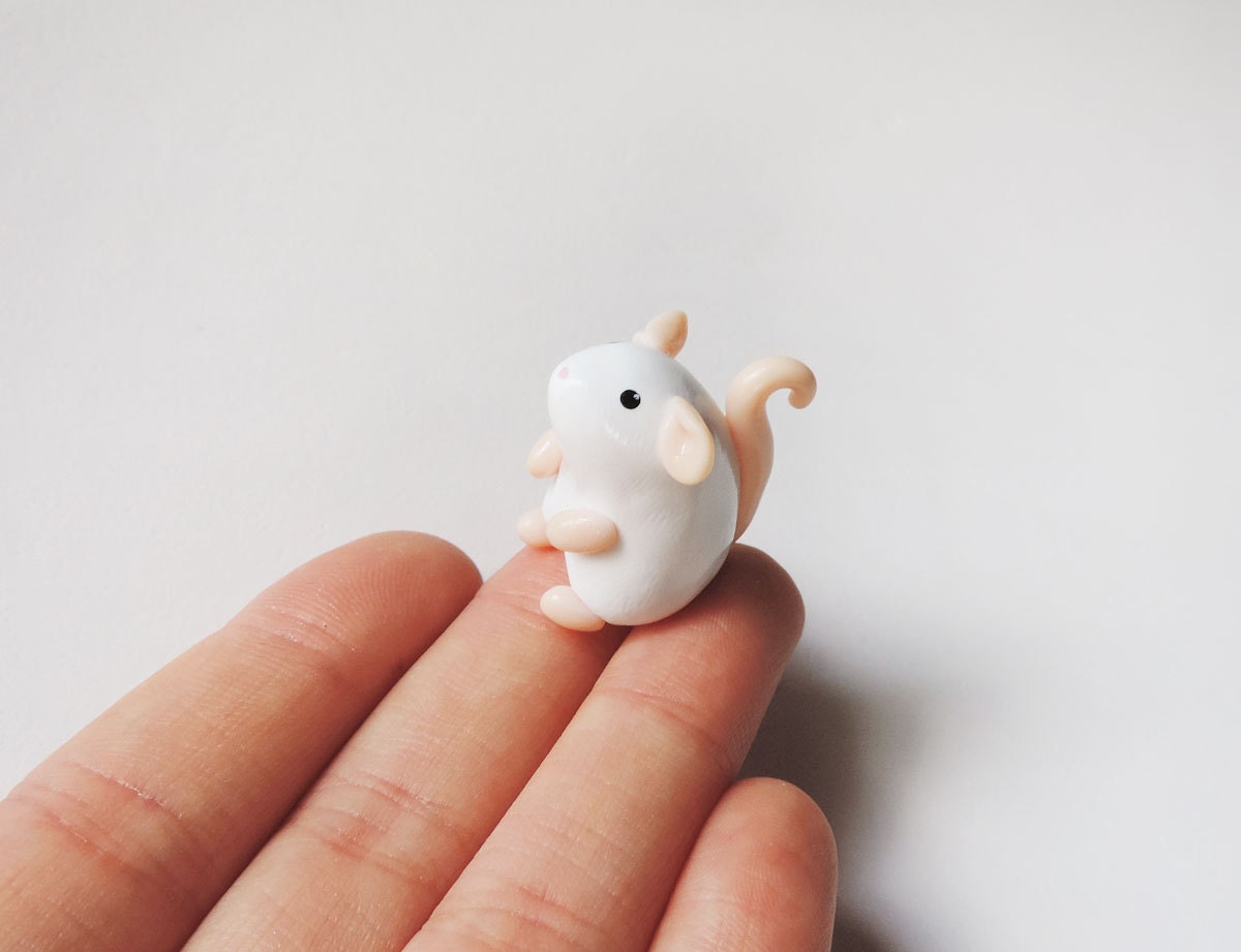 Little White Mouse Miniature Totem Polymer Clay Figure