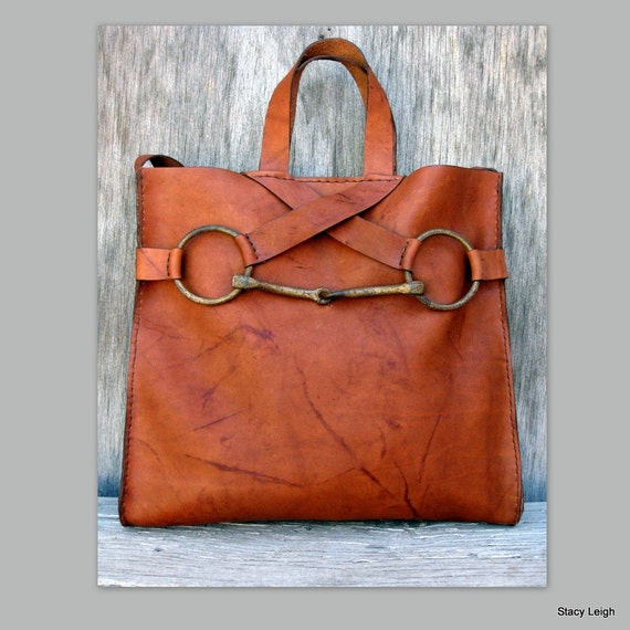 ... Bit Tote Bag in Saddle Montana Leather by Stacy Leigh Made to Order