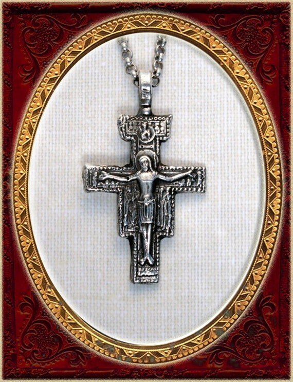 Sterling Silver Saint Francis Cross Pendant-San Damiano