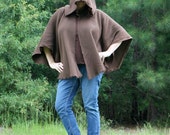 Dark Brown Cotton Monks Cloth Hooded Cape - The Michonne