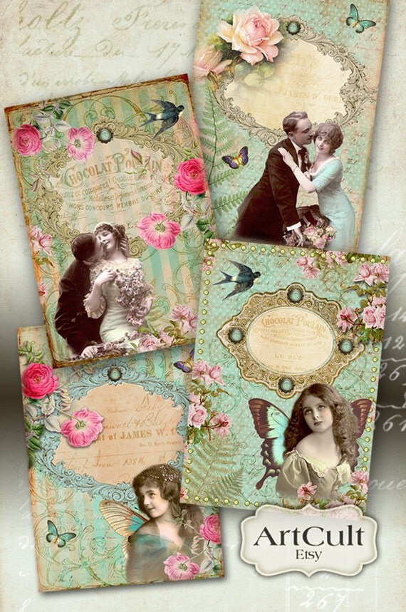 Printable images VICTORIAN TOUCH Vintage Greeting Cards
