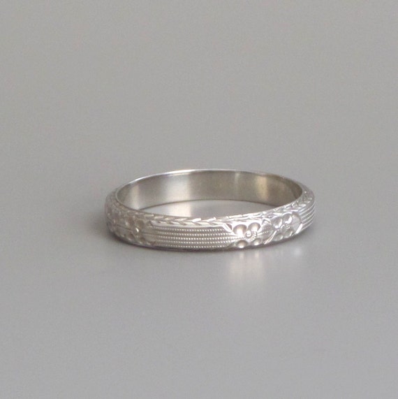 RESERVED  layaway  Art Deco Wedding Band. Wide 18k White Gold ...