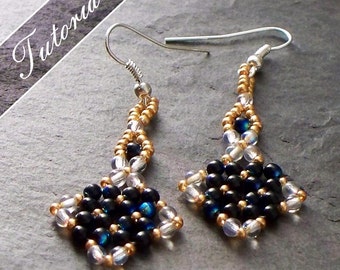 Beading Tutorial and Pattern, Earrings, RAW right angle weave, Step by Step with Detailed Diagrams Avia