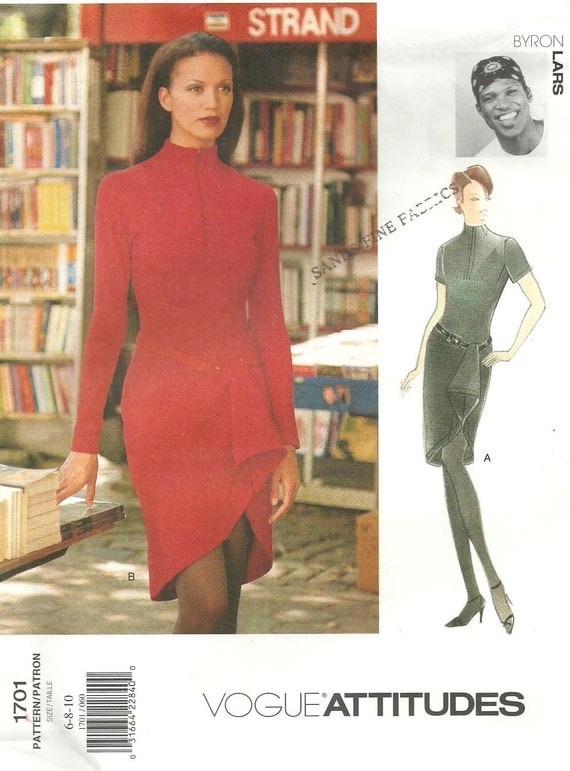 Vogue 1293 Donna Karan 90s Bodysuit Dress Pattern Size 