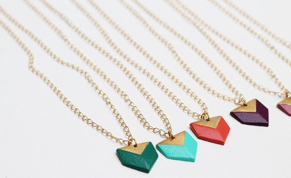 Geometric Prism Color Dipped Necklace