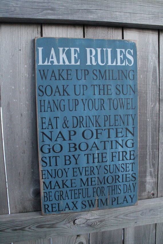 Extra Large Rustic Cabin Lake Cottage Rules 16x30 Sign by Wildoaks