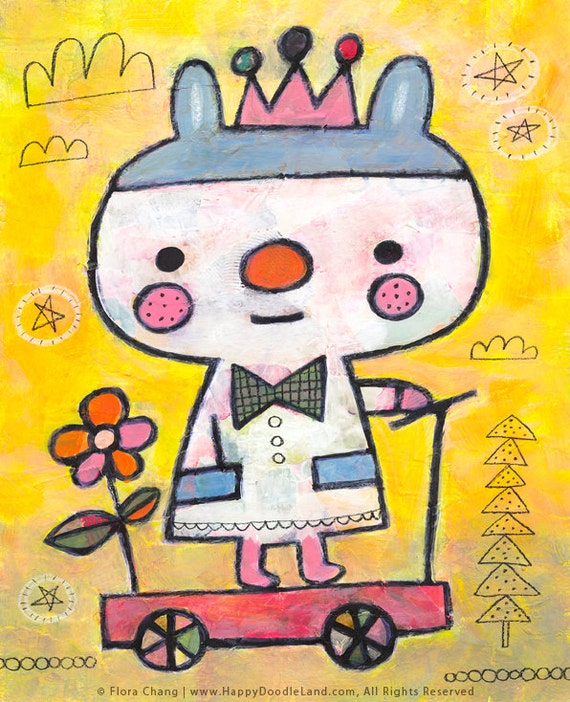 Bunny and Her Cart - 8 x 10 Print