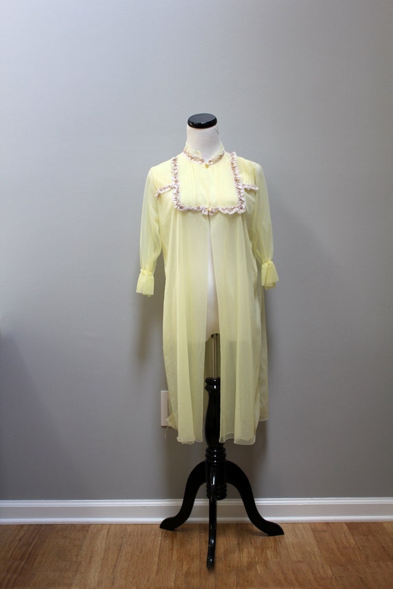 Items similar to 50% off sheer yellow vintage lace nightgown // see ...
