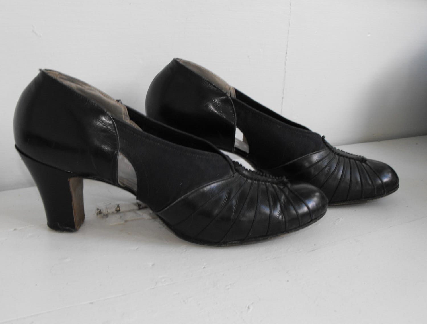 Vintage 30s 40s Shoes Heels Dark Blue 1930s 1940s 9
