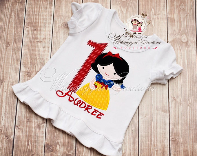 White as Snow Princess Shirt - PREMIUM Custom Princess Birthday Shirt - Snow White Princess Outfit - Baby 1st Birthday Outfit, 2 Years Old