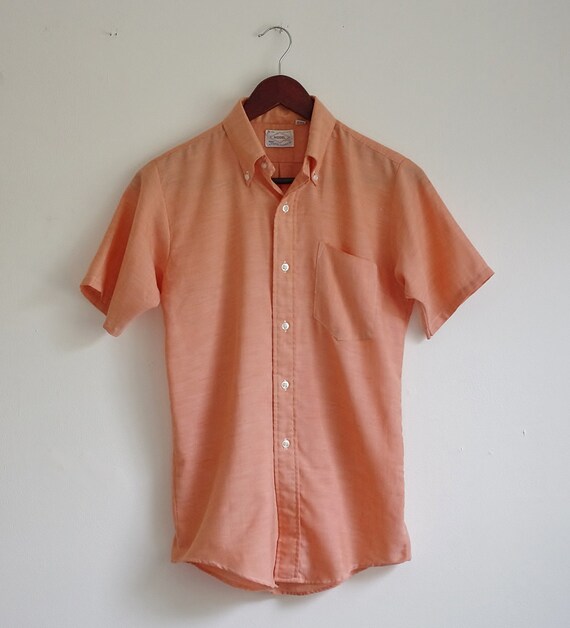 Vintage Shirt Mens Button Down Orange Sherbet Shirt