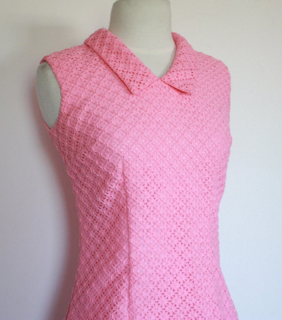 Vintage Bubblegum Pink Knit Mod Mini Dress // Valley of the