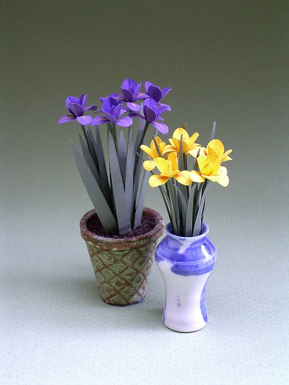 iris paper flower kit for 1 12th scale dollhouses florists paper flower kit