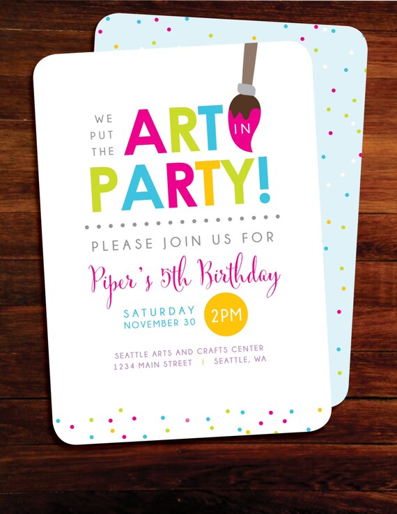 Art party Birthday invitations - set of 15 Il_570xn