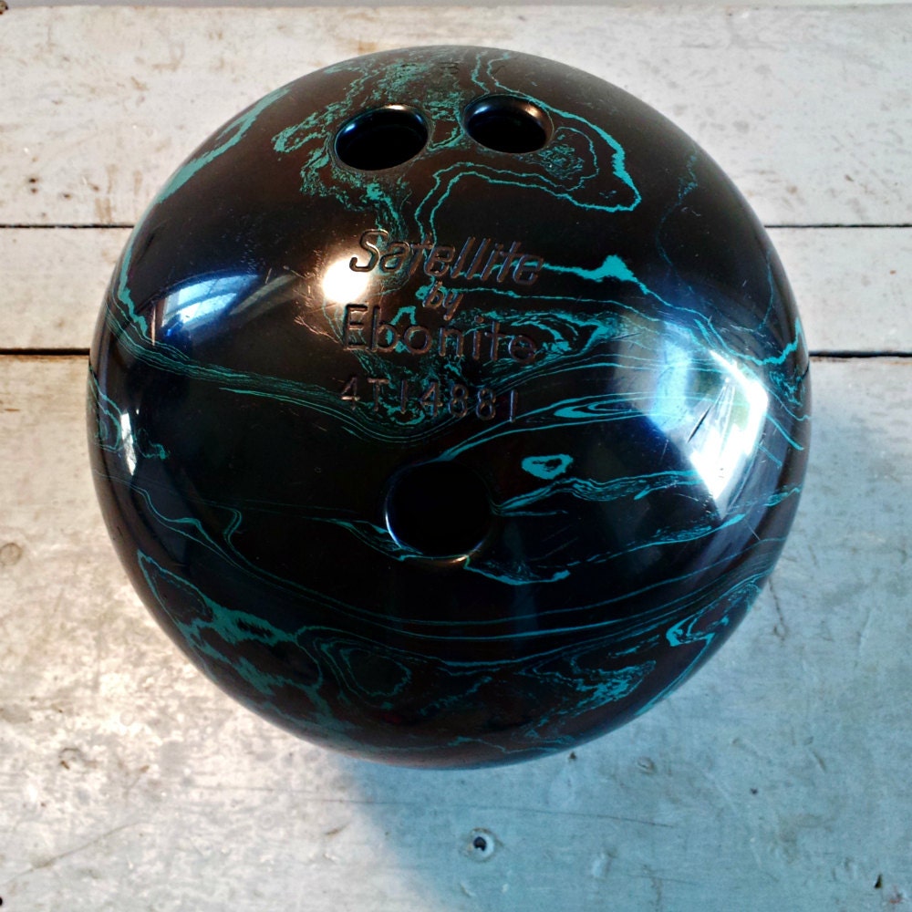 RESERVED Vintage Bowling Ball Satellite by Ebonite Black