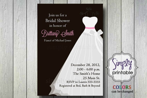 Bridal Shower Invitation with Wedding Dress Il_570xn