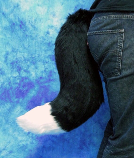 Items similar to Black and White Fox Faux-Fur Fox Wolf Tail - Fursuit ...