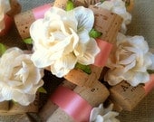 Wine Cork Place Card Holders in Peach & Ivory Name Card Holders, Vineyard Winery Wedding Table Settings Set of 10 Custom Colors Available