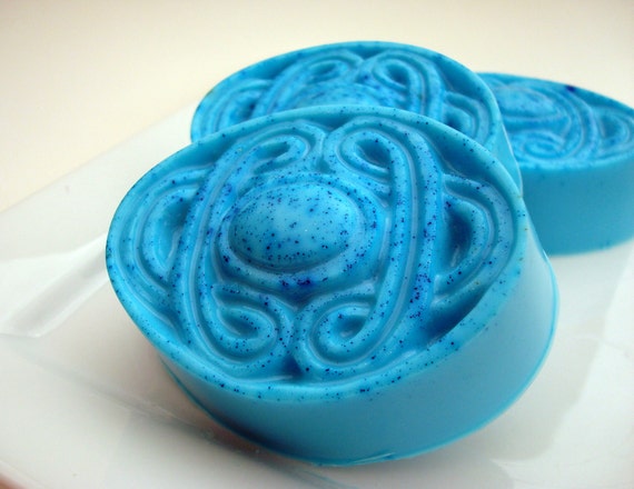 Bay Rum Soap, Bright Blue Soap, Unisex Soap, Caribbean Soap, Celtic Knot Oval Soap, Hoooked Soap, Homemade Soap, Bar Soap