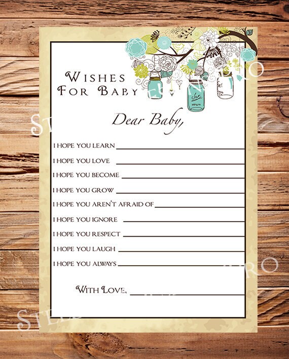 Mason Jars Baby Wishes Card Matching Well Wishes Card