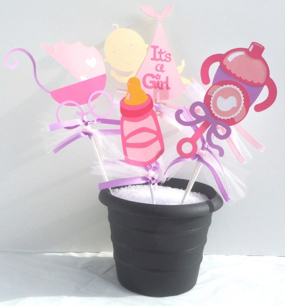 Items similar to Baby Shower Girl Themed Party Centerpiece Sticks Set