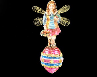 Victorian Christmas Ornament - Fairy Girl || Victorian ornament, handmade, vintage, antique, fairytale, pink, blue