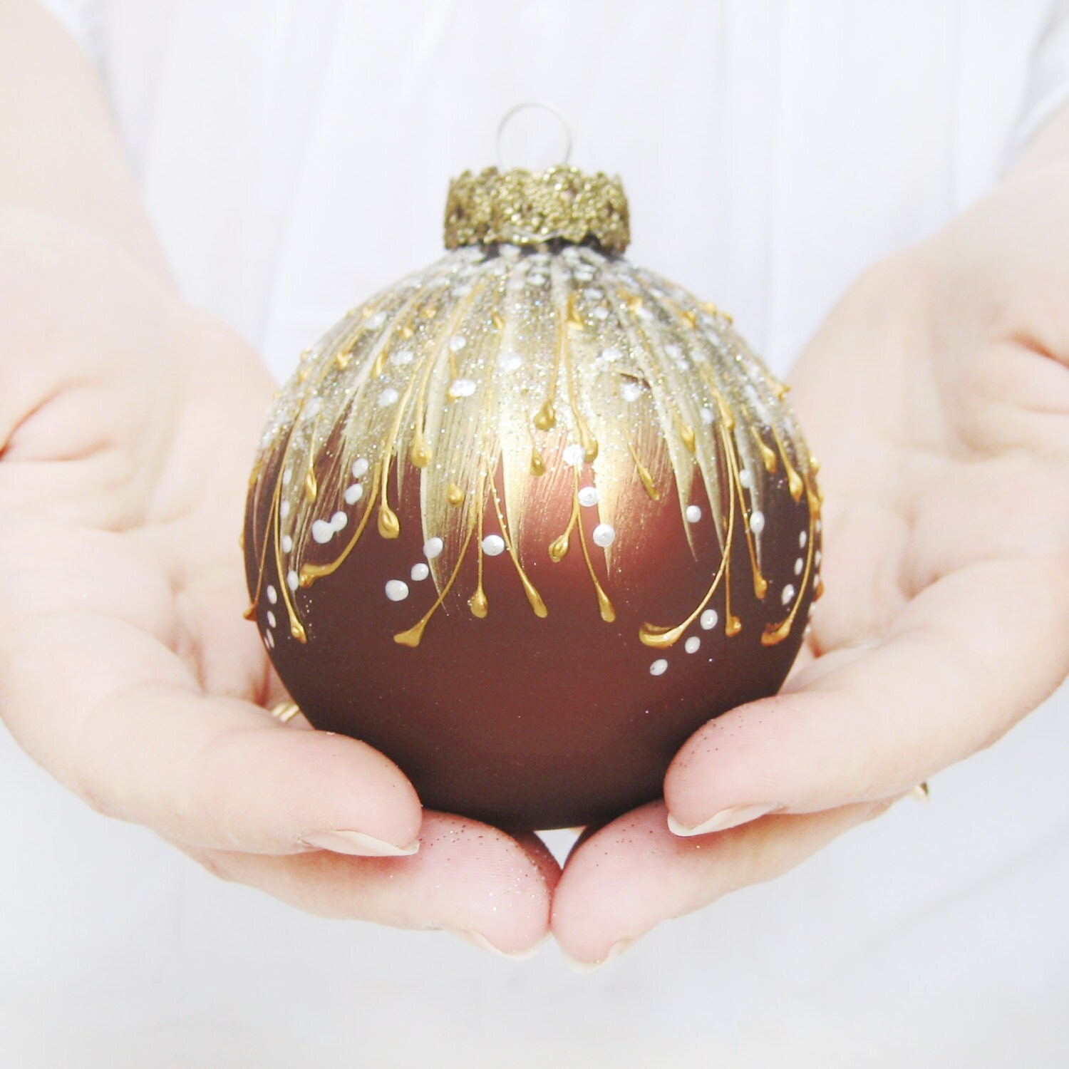 Faberge Inspired Christmas Ornament Woodland Brown