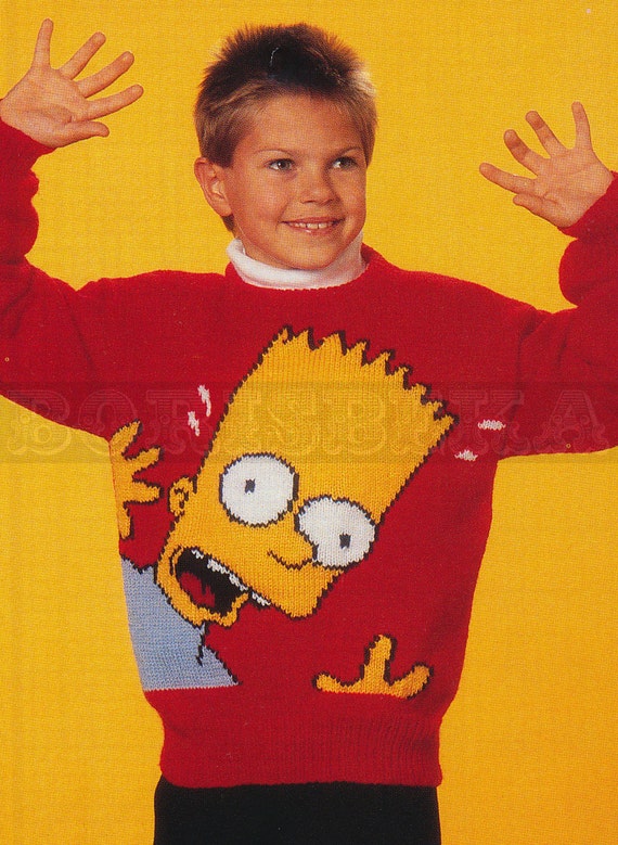 vintage Adult & Childs BART SIMPSON jumper knitting by borisbeka