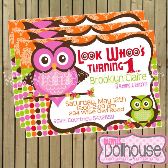 Owl Invitation- Printable Owl Birthday Invitation PDF/JPEG Il_570xn
