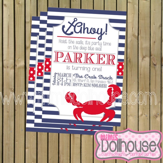 Nautical Invitation- Printable Sailing Birthday Party Invitation- Nautical Party Invitation PDF/JPEG Il_570xn