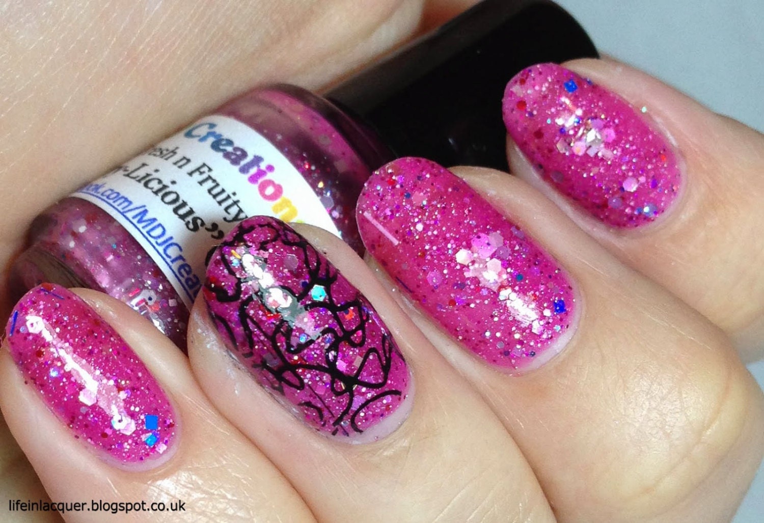 RaspberryLicious Pink Jelly Glitter 3 free Nail Polish