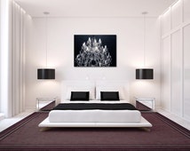 Gallery Wrap Canvas Grand Black and White Chandelier Art Print Ready to Hang Large Wall Art