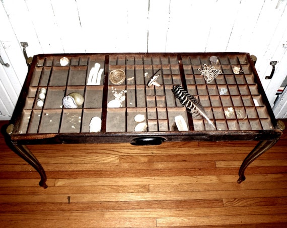 Items Similar To Vintage Specimen Display Viewing Curiosity Table On Etsy